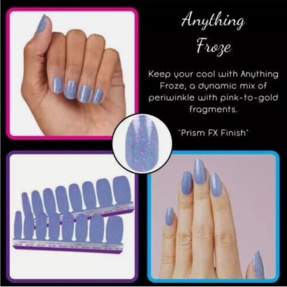 Color Street Anything Froze Periwinkle Pink Glitter Nail Strips - Picture 4 of 6